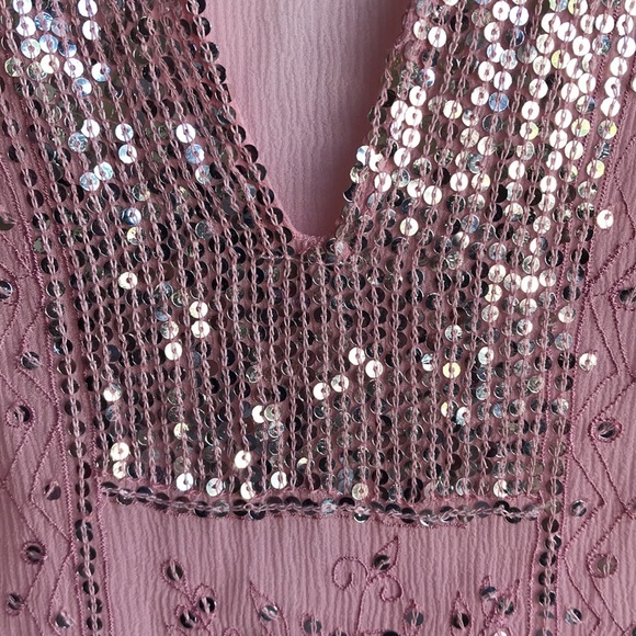 Pia Hallstrom pink semi-sheer tunic with silver sequins, size M - Picture 7 of 15
